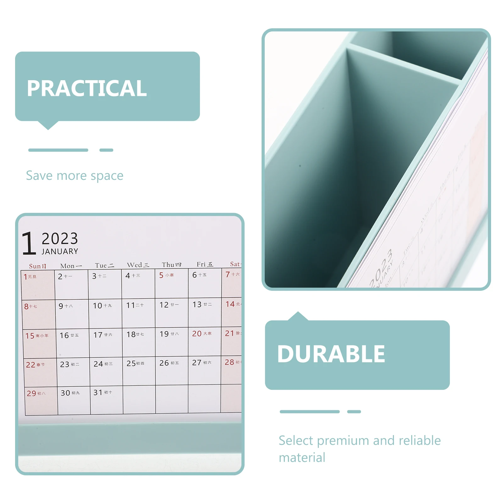 

2023 Multifunctional Desktop Calendar With Pen Holder Office Storage Case Simple Tabletop Decor Planner Container For Home Time