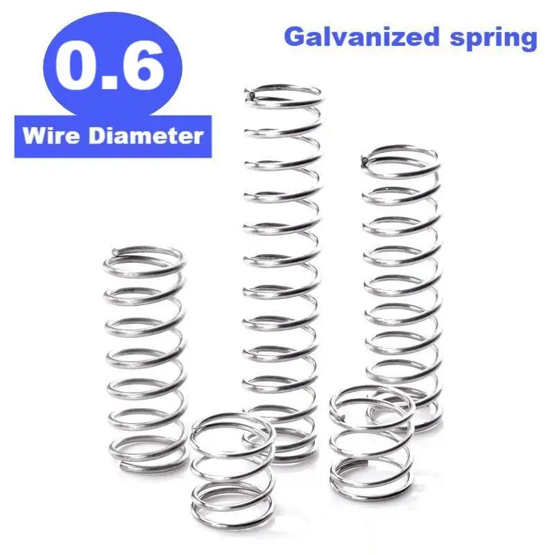 

Galvanized Compression Micro Spring, Return spring,Wire Dia 0.6/0.7/0.8mm,Outer Dia5/6/7/8/9/10/11mm,Length 60/70/80/90/100mm.