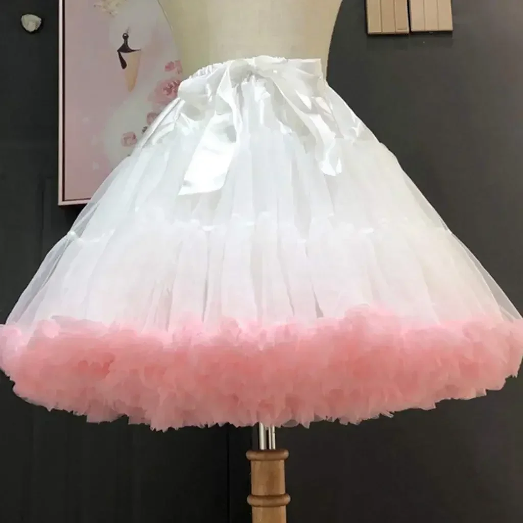 

Женская эластичная балетная юбка с высокой талией, милая пышная юбка-пачка, атласная сетка с бантом, тюлевая пышная нижняя юбка, платье, нижняя юбка