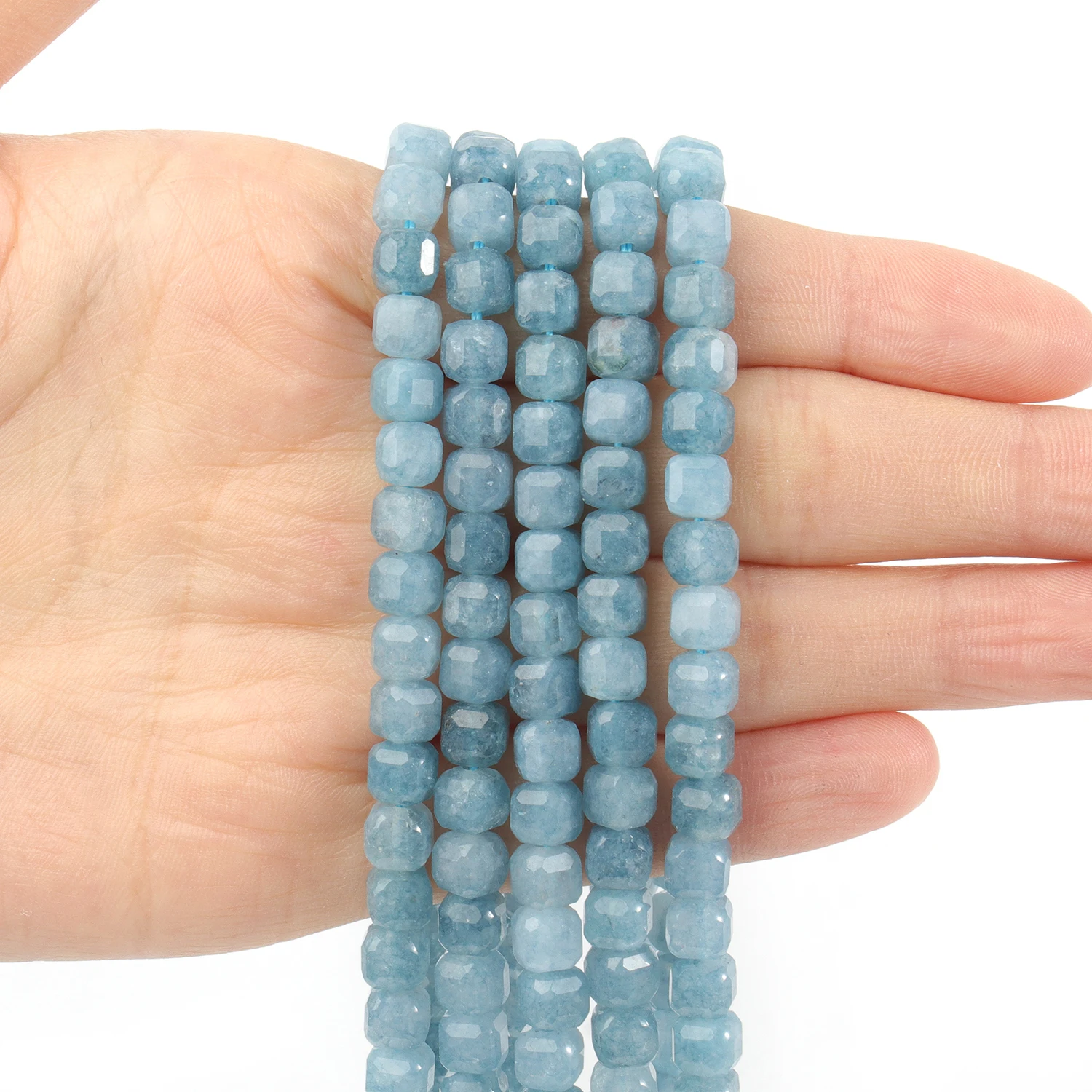 Natural Aquamarine Beads Faceted 5mm Square Cube Shape Beads for Jewelry Making Diy Bracelet Necklace Beading Accessories