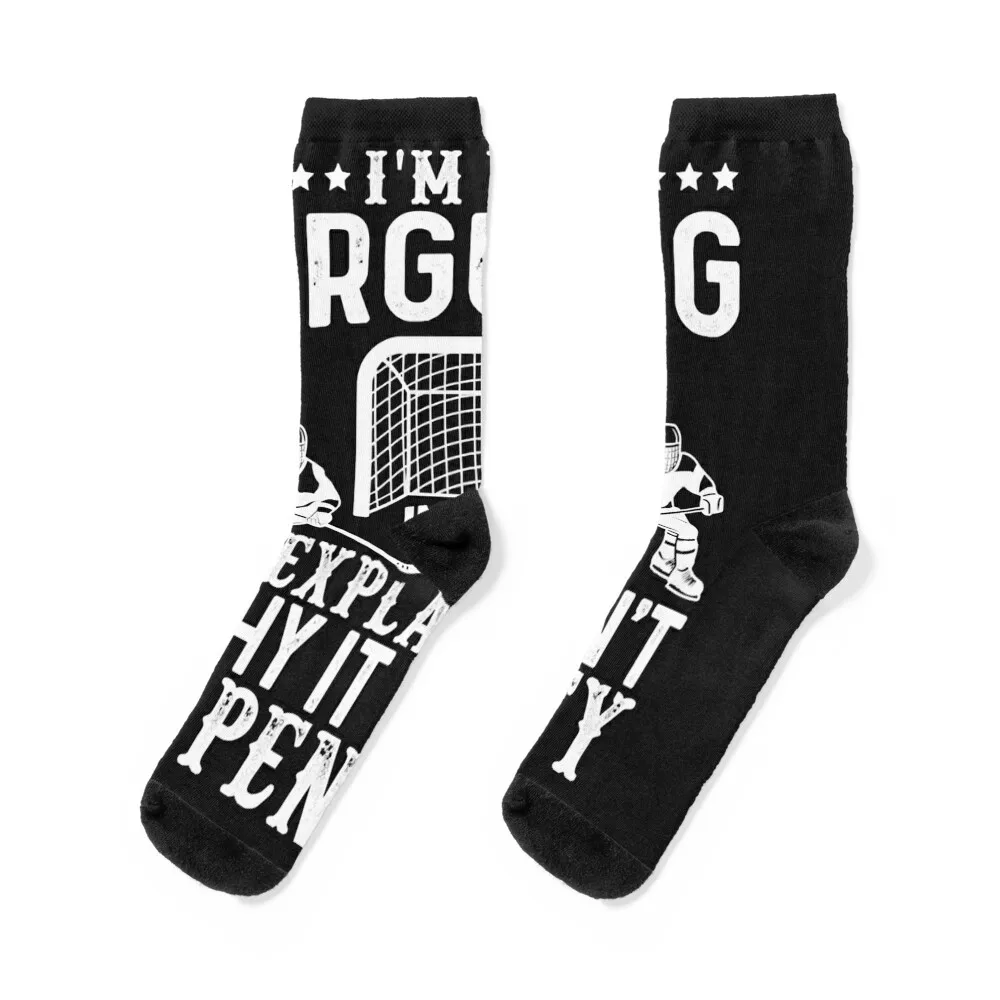 Hockey Player Arguing Gift Funny Ice Hockey Socks Argentina cartoon man winter thermal Women Socks Men's