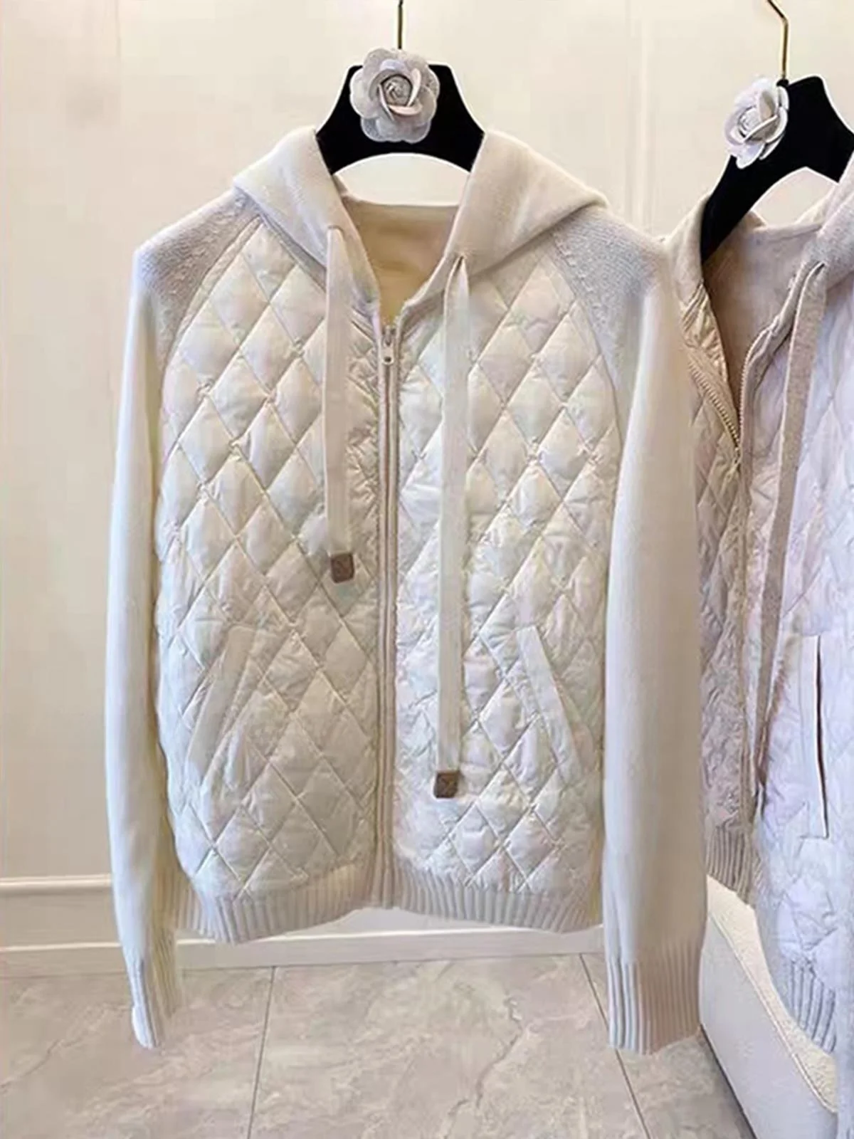 

Lightweight Splice Hat Women's Sweater Cotton Jaet Outerwear Commute Korean Sle Zipper Long Sve Regular Length Loose Fit