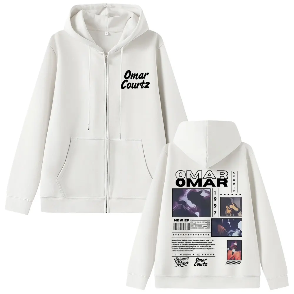Sudadera con capucha de rapero Omar Courtz Primera Musa con cremallera para hombre y mujer, moda Hip Hop, sudaderas con cremallera de gran tamaño, chaqueta informal Vintage para hombre