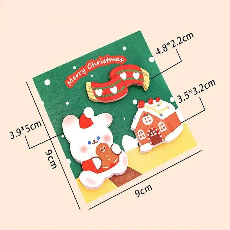 1 Piece Christmas Sticker Sticky Notes Cute Kawaii Cartoon Adhesive Notepad Memo Pad Office Supply School Stationery