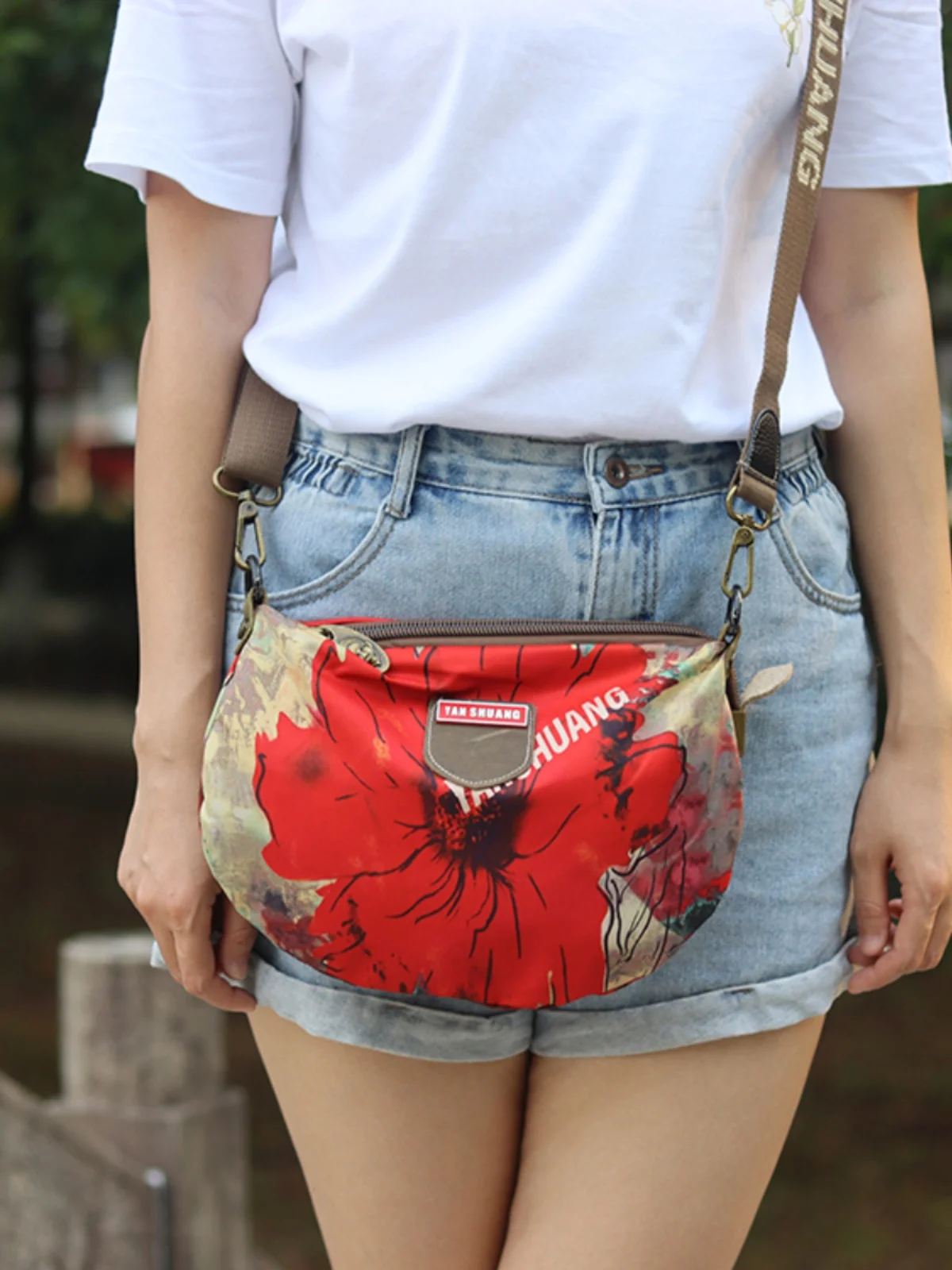 Yan Shuang Women's Bag Ethnic Style Linen Fabric Single Shoulder Slant Cross Small round Bag Soft Cotton Polyester 