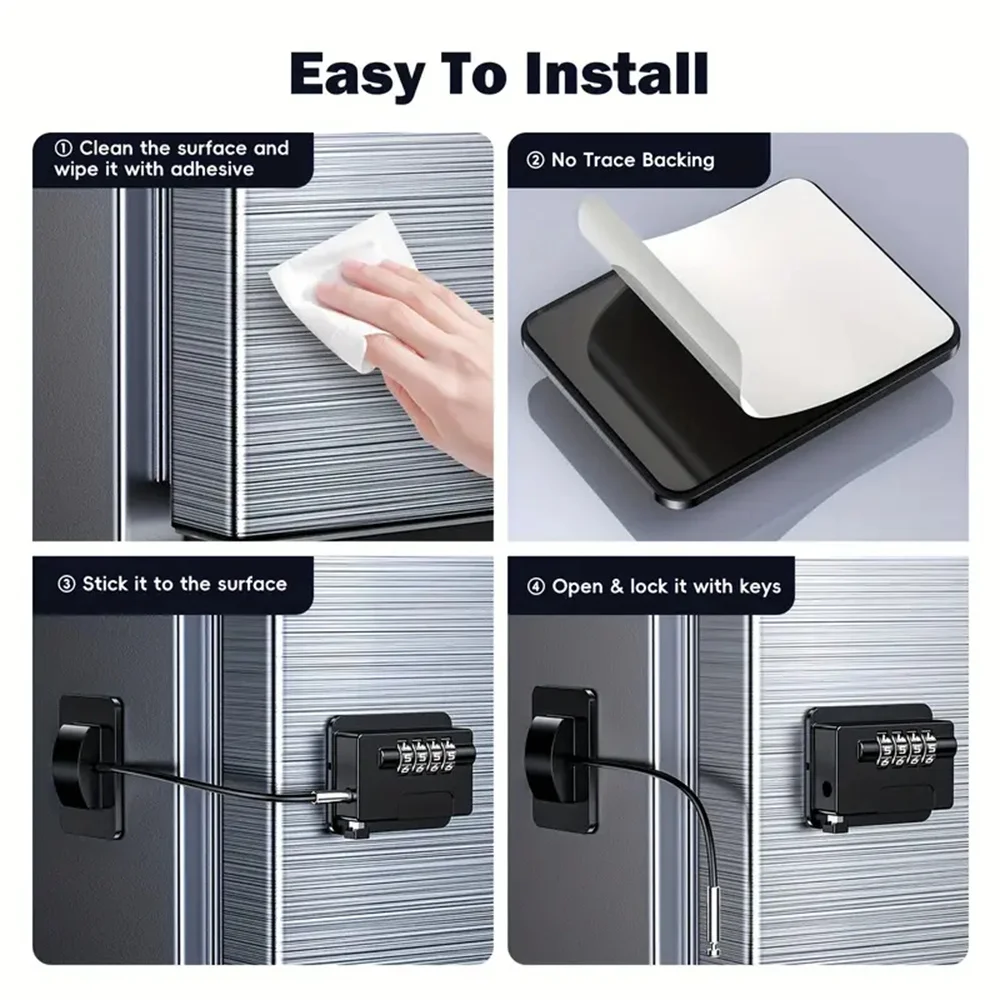 Easy-Install No-Drill Security Lock for Drawers, Refrigerators & Cabinets - Childproof Safety Door Clip & Window Latch