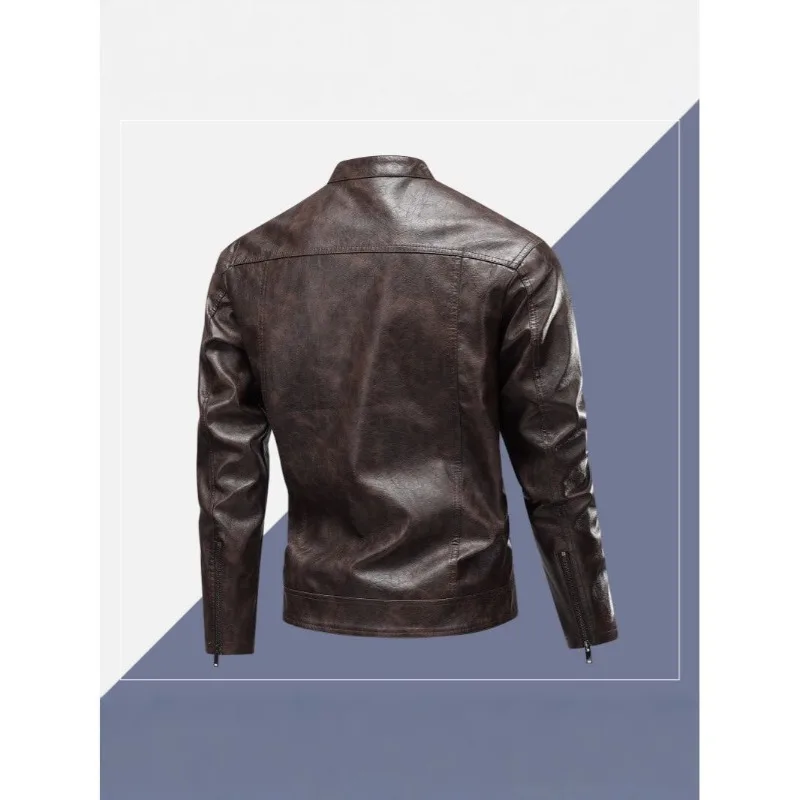 

Новые мужские кожаные куртки с воротником-стойкой, повседневные кожаные куртки, кожаные куртки для мотогонок, мотоциклетные костюмы