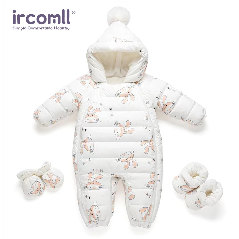 Ircomll Infant Baby Winter Duck Down Overalls Thick Fleece Children Jacket Cartoon Rompers For Boys Girls Toddler Jumpsuit suit