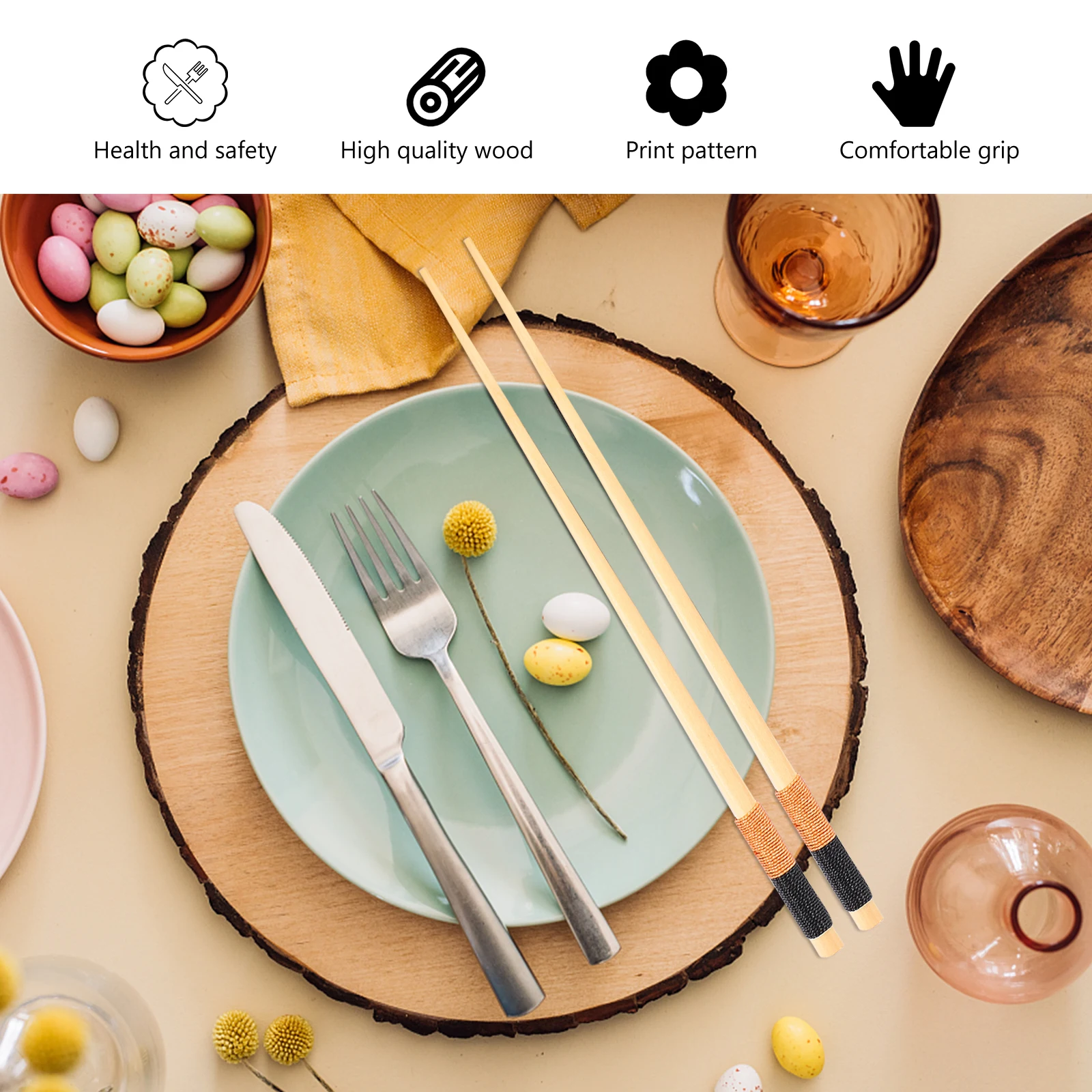

Wooden Chopsticks Set Grip Reusable Japanese Long for Eating Folding Travel