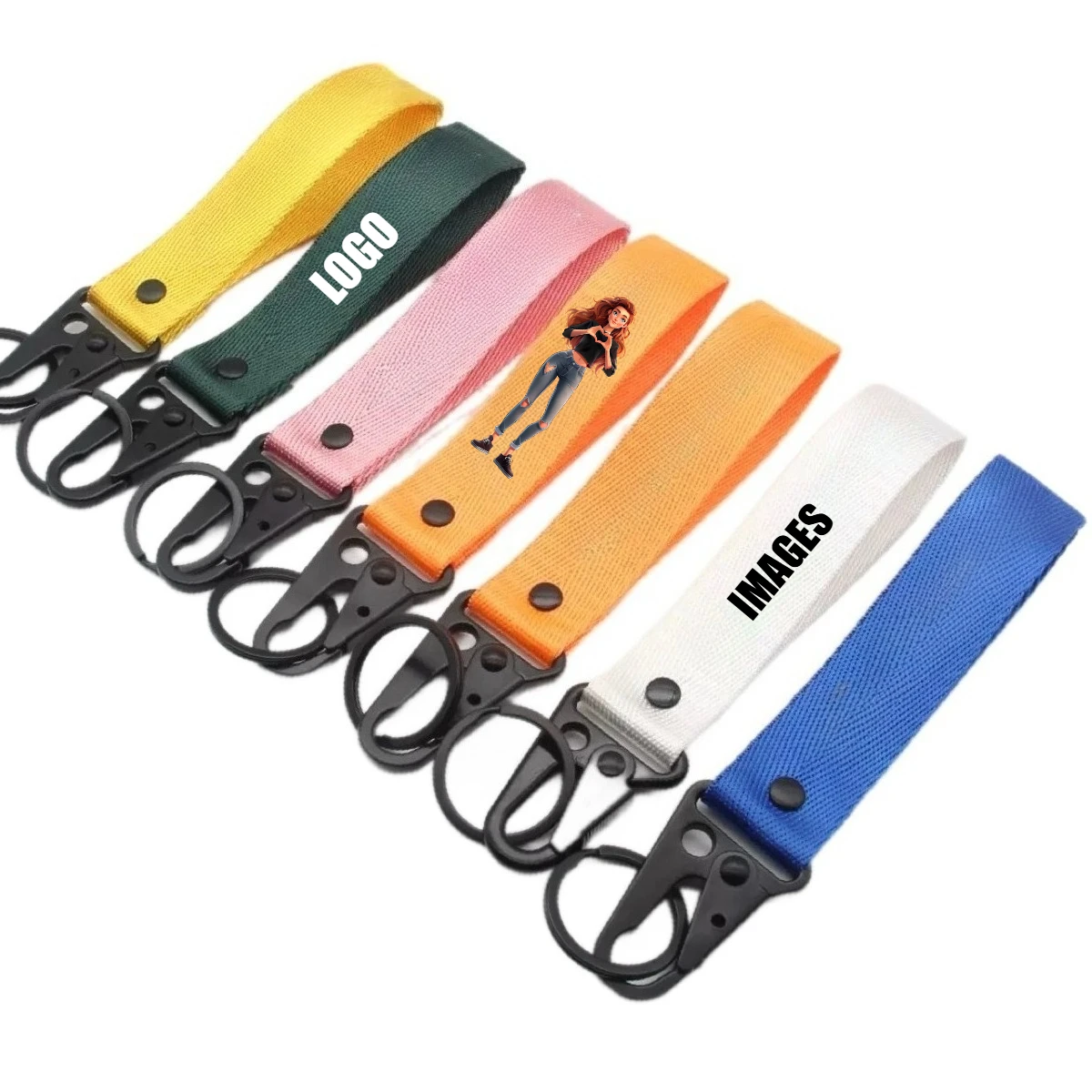 Personalize Eagle Beak Webbing Nylon Keyring Custom Logo Ribbon Motorcycle Car Key Chainring Men Women Key Chain Ring Pendant