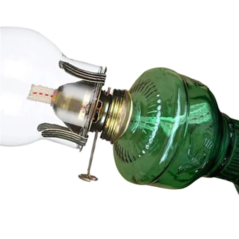 

ABFS 2X Rustic Oil Lamp Vintage Glass Coal Lamp Oil Lamps For Indoor Use Home Decor Lighting Oil Lantern Green