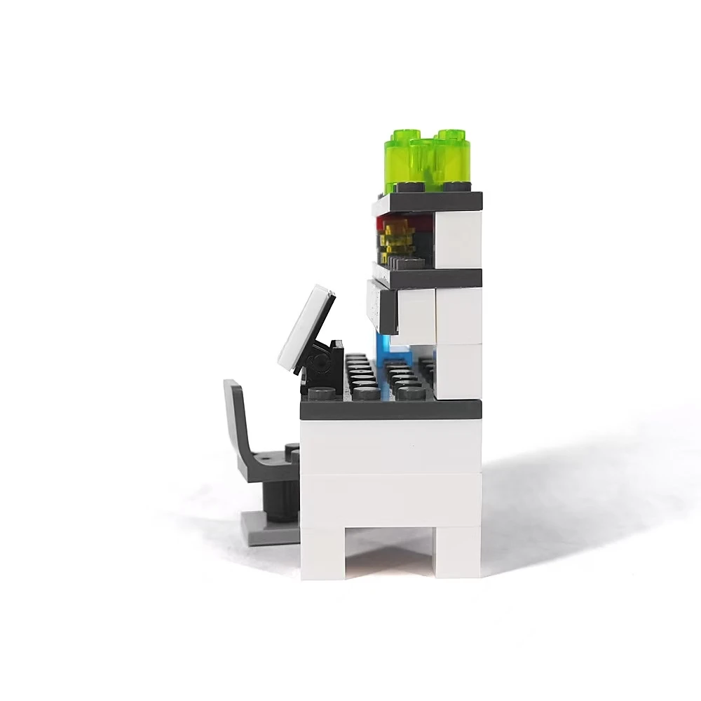 MOC City Computer experiment table Building Blocks Kit Office workbench With Keyboard table chair DIY Model Bricks