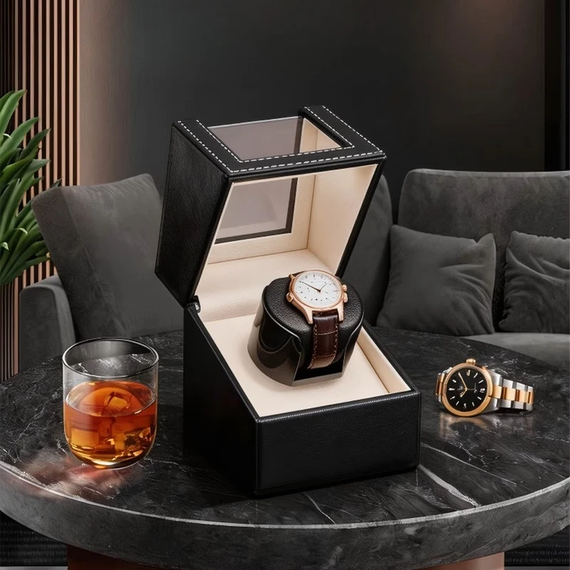 Automatic Dual Watch Winder with 5-Mode Anti-Magnetic Silent Motor & Moisture-Proof Storage Case for Mechanical Watches