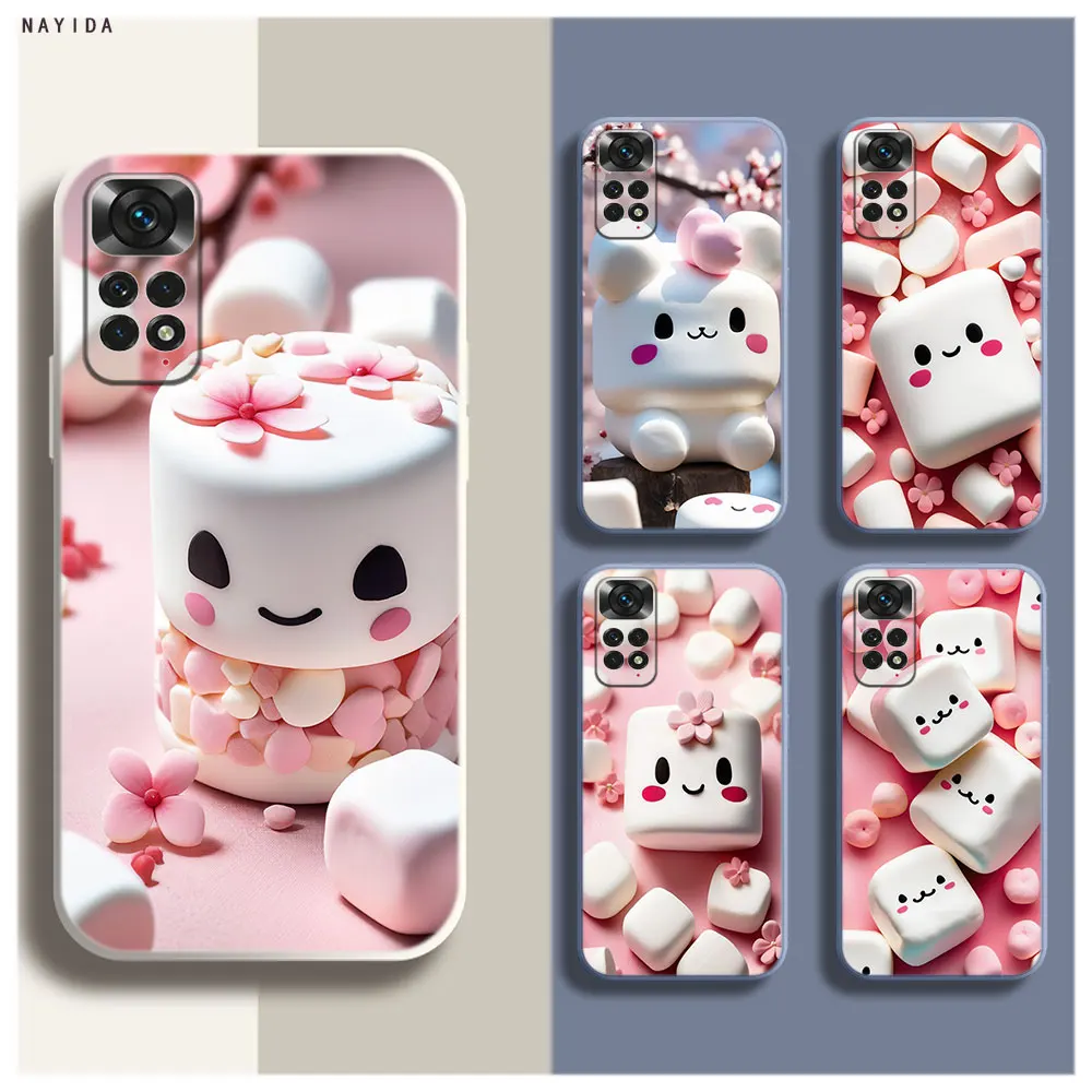 Soft Silicone Phone Case For Xiaomi Redmi Note 12 11 12S Pro Plus 12c 11a 4G 5G Original Cover Cherry Blossom Cotton Candy