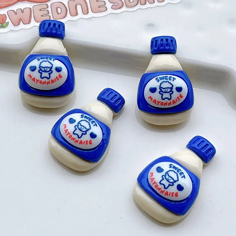 10Pcs New Cute Resin Mini Beverage Bottle Series Flat Back Manicure Parts Embellishments For Hair Bows Accessories