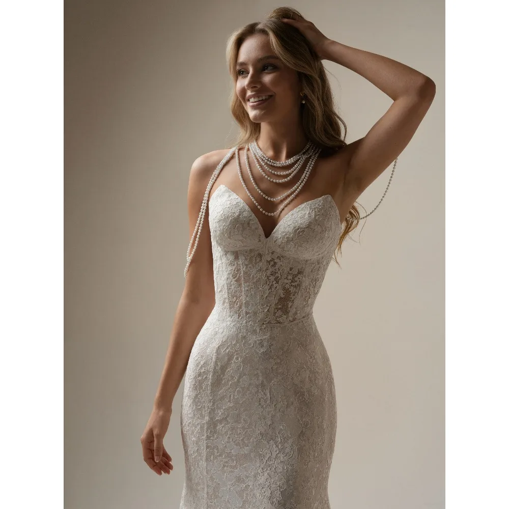 Delicate Multi-Layer Pearl Body Chain for Bride Bridal Lace Dress Jewelry Accessory Capes for Women Wedding Bolero GP30 image 4