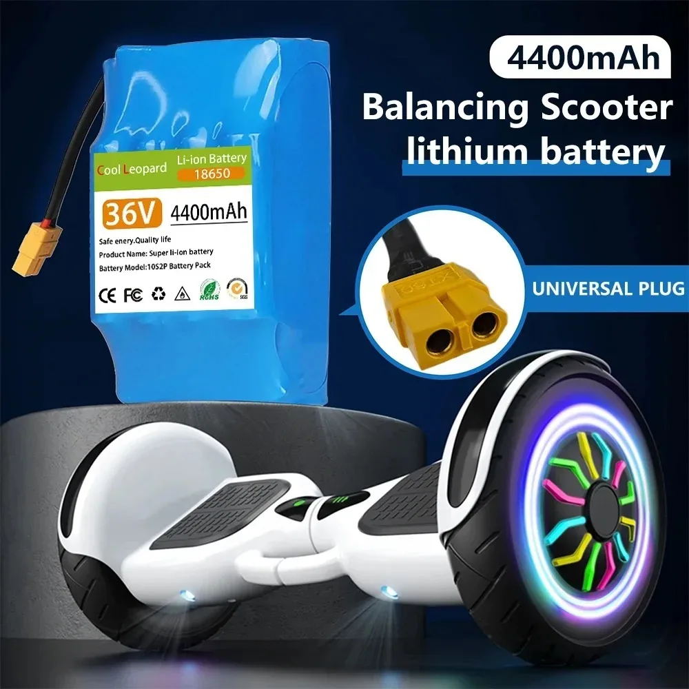 

18650 10S2P 36V 4.4Ah/6Ah7Ah Rechargeable Lithium Battery Pack with BMS, for Electric Self Balancing Scooter HoverBoard Unicycle