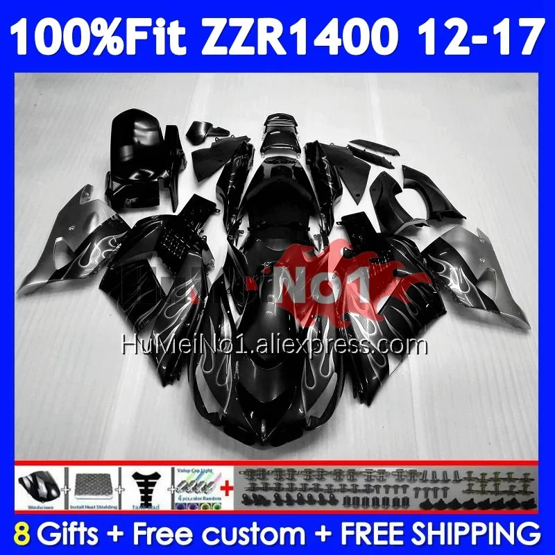 Grey Silver Body For KAWASAKI NINJA ZZR1400 ZZR 1400 12 13 14 15 16 17 230No.117 ZZR-1400 2012 2013 2014 2015 2016 2017 Fairing