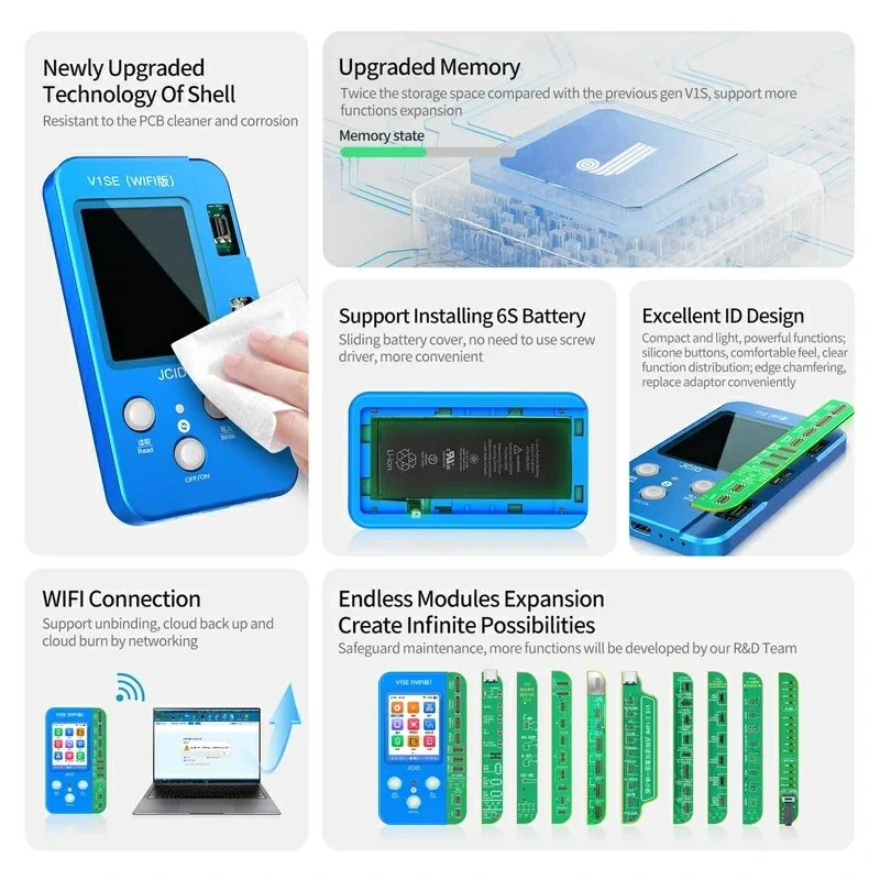 JCID V1SE Wifi Programmer For iPhone 11/12/13/14/15Pro Max iPad Photosensitive Original Color Face ID Camera Battery Repair Tool