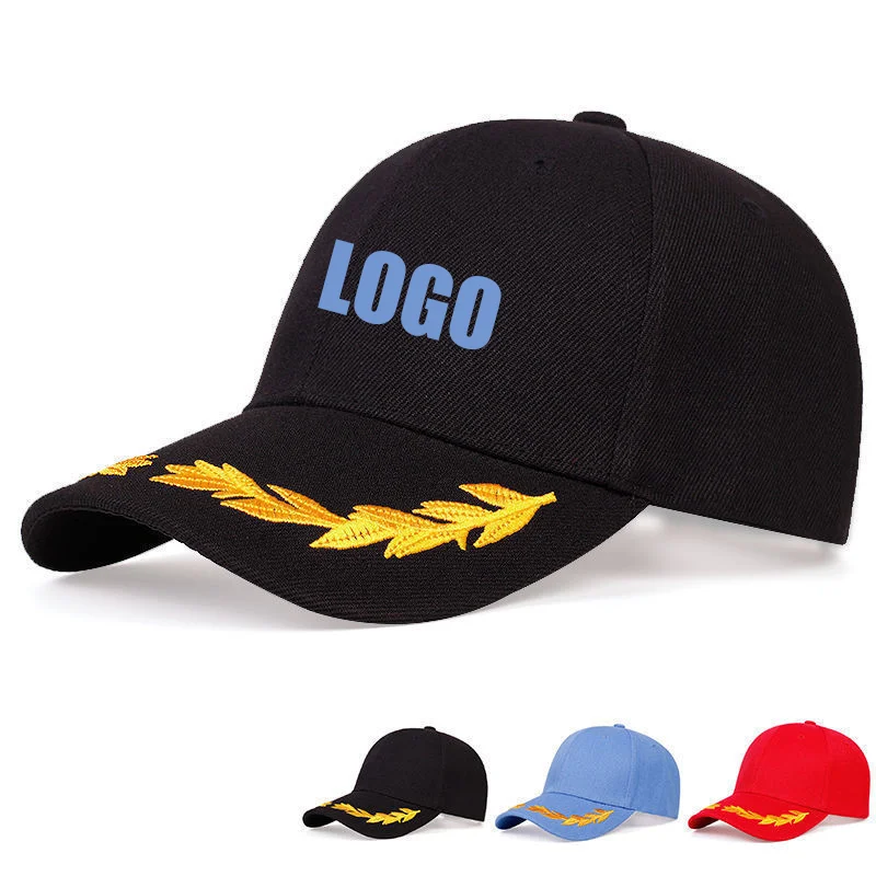 Custom Logo Men Adjustable Spring Autumn Baseball Cap Solid Wheat Ear Embroidery Fashion Trucker Cap Women Peaked Cap Fs Sun Hat