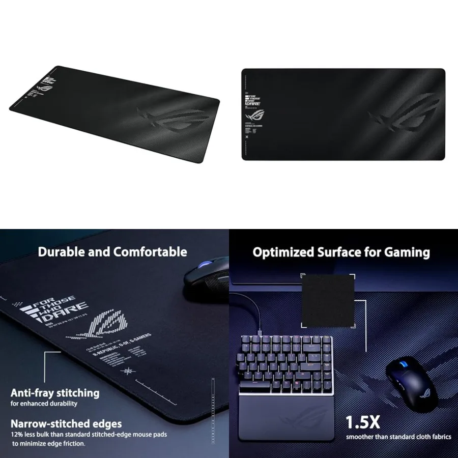 ROG Sheath II L Gamg Mouse Pad 35.4 15.7, Advanced Coolg Fabric, 1.5 Smoother Tetile-Weave Surface, Flat-Stitched Durable Edges