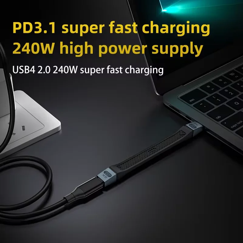 DOONJIEY USB4 2.0 Cable Type-C Short Mini Size 240W 80Gbps 8K60Hz Data Cable Compatible Thunderbolt 4/5 for iPhone 17 Pro SSD