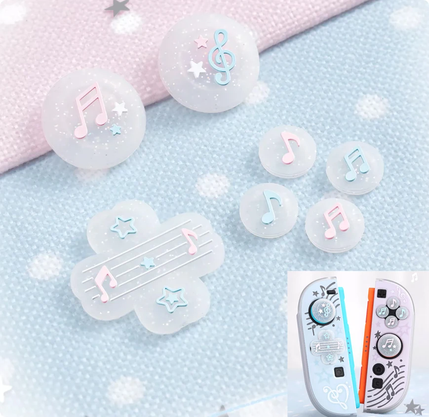 Bling Silicone Soft D-pad Cross Button ABXY Key Sticker Joystick Thumb Stick Grip Cap Cover Case For Switch 2 Joycon Controller