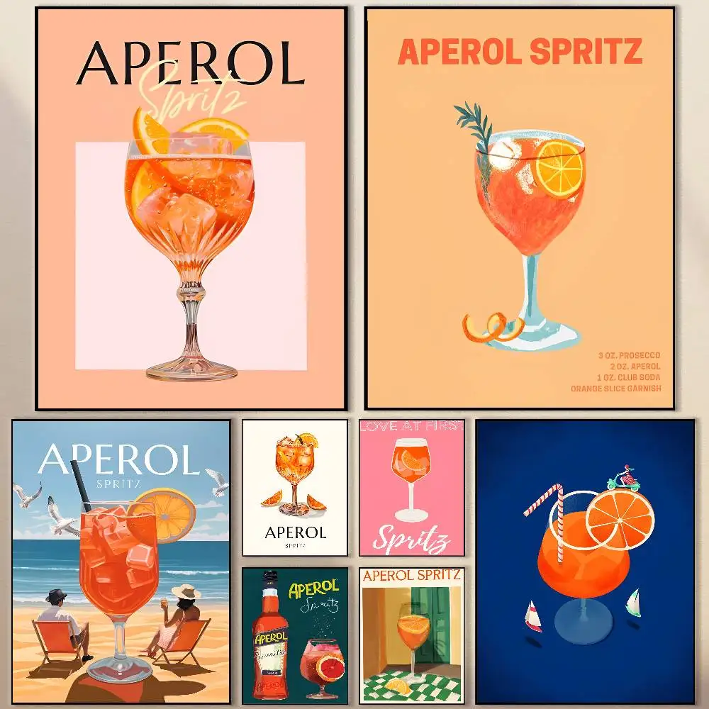 

Juice Mojito Aperol Poster Modern Waterproof HD Wall Art Decal Self-Adhesive Aesthetic Decor for Home Living Room Bedroom B