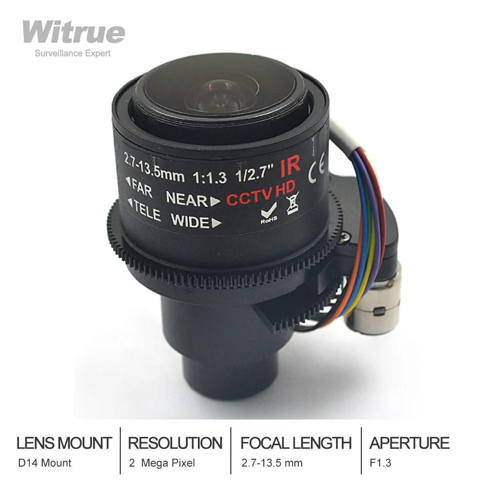 Witrue 2MP 2.7-13.5mm Electric Varifocal CCTV LENS F1.3 1/2.7