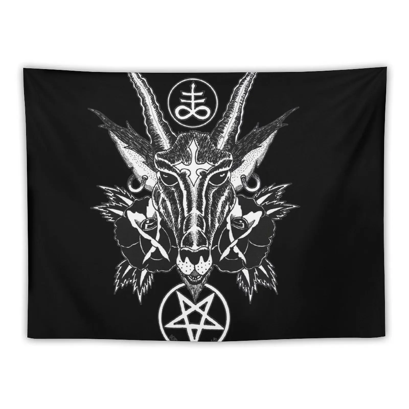 

Baphoment and Satanic Symbols - Art By Kev G Tapestry Home Decorations Decorations For Your Bedroom Decoration Wall Tapestry