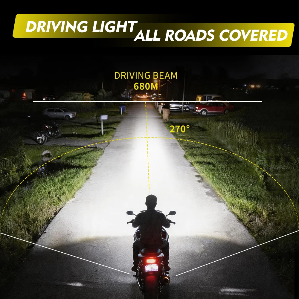 MG LIGHT 6 Zoll Motorrad-Zusatzscheinwerfer mit Cut-Line DRL LED-Nebelscheinwerfern, Fern- und Abblendlicht, weißes Fahrlicht für ADV Adventure Touring Motorräder, ATV, UTV, 2 Stück Kabelbaum