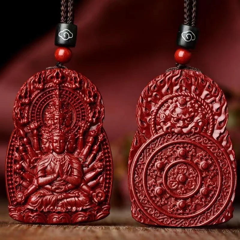 Cinnabar Buddha Pendant Twelve Zodiac Rabbit Tiger Animal Year High Content Purple Gold Sand Necklace For Men And W Bag Chamrs