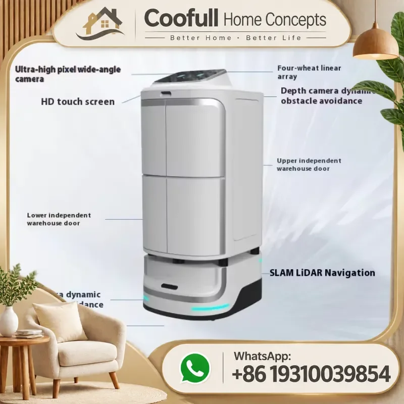 Intelligent Hotel Delivery Robot Commercial Food Distribution Service For Restaurant Lobby Automatic Smart Guide