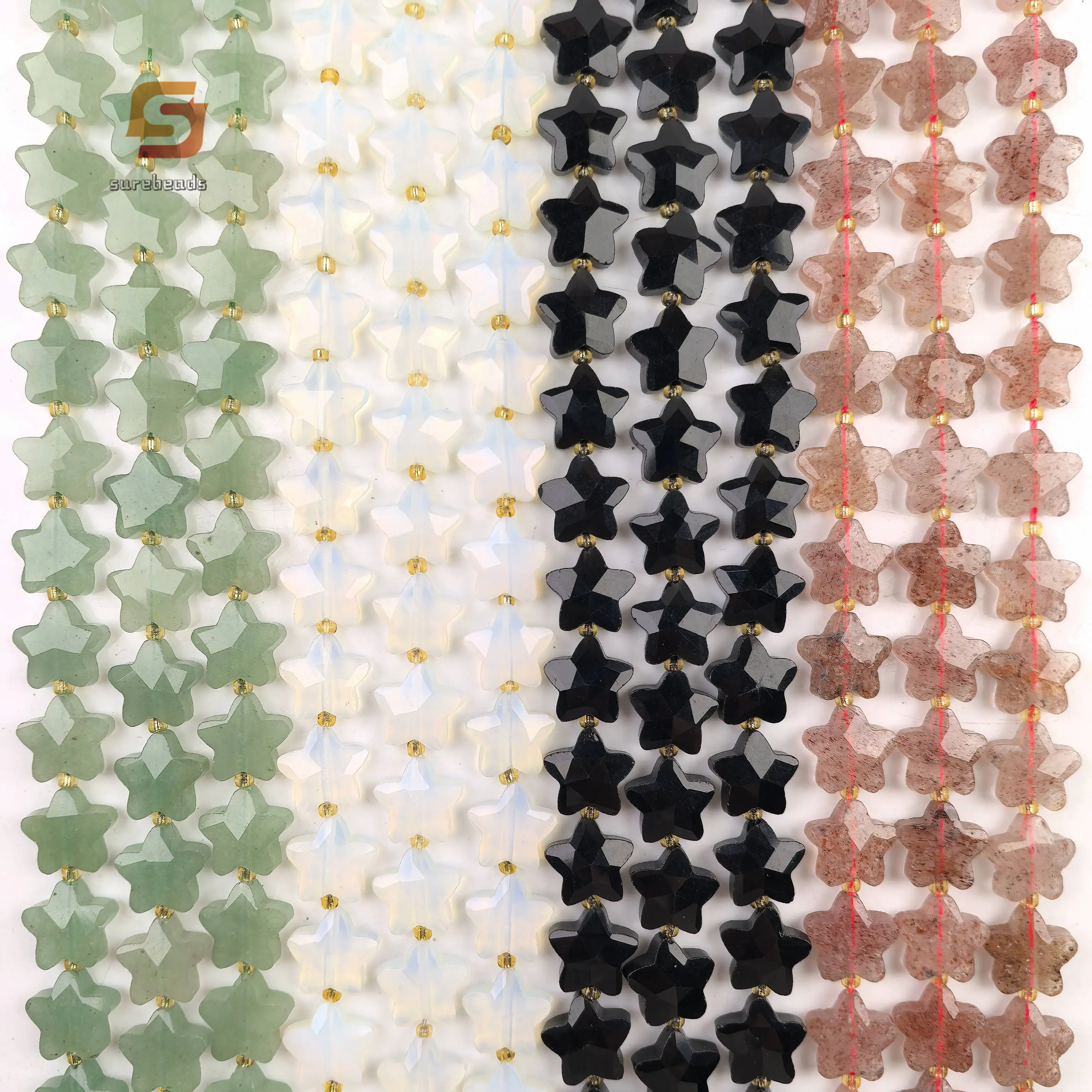 

15.5"strand Faceted Quartz Star Loose Beads Bulk,15mm Natural Stone Opal Pentagram Pendant DIY Bracelet Necklace Jewelry Making