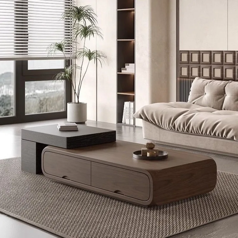 

Medieval retro coffee table small apartment square round modern home living room combination simple