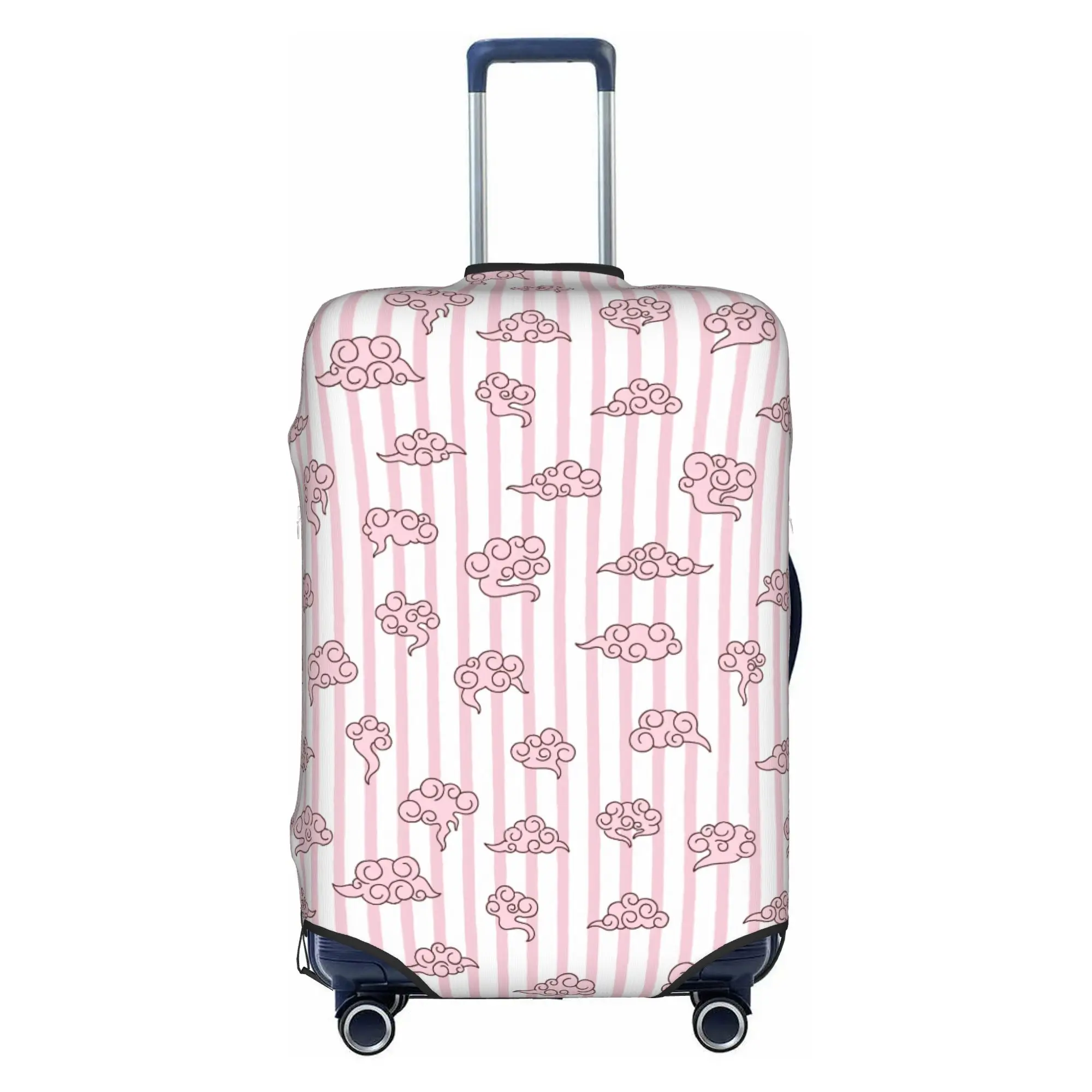 Traditional Asian Cloud pattern Luggage Cover Elastic Pink Vertical Stripe Travel Suitcase Protective Covers Fits 18-32 Inch