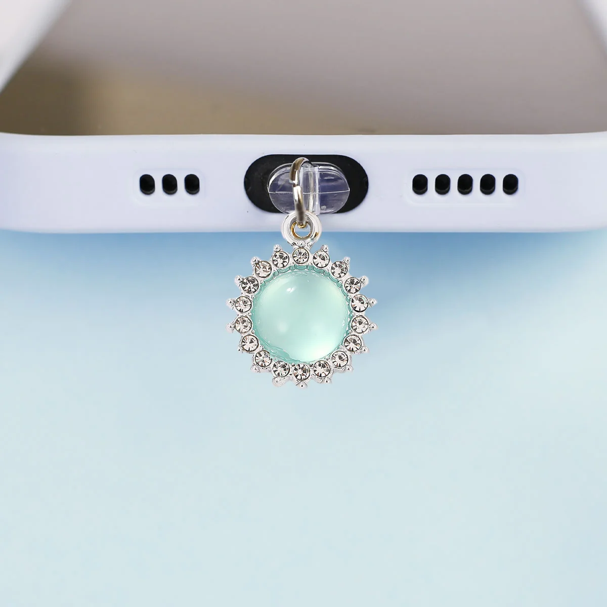 Telefon-Staubschutz mit Diamant-Katzenaugen-Steinanhänger, Hängedekoration, Telefonzubehör für iPhone Typ-C-Anschluss Staubschutz – Detail 8