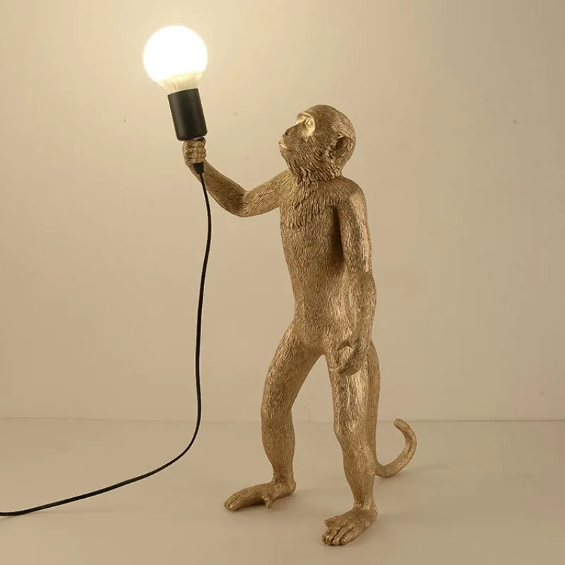 Monkey resin lamp hemp rope lamp personalized creative clothing store restaurant retro industrial style animal lighting