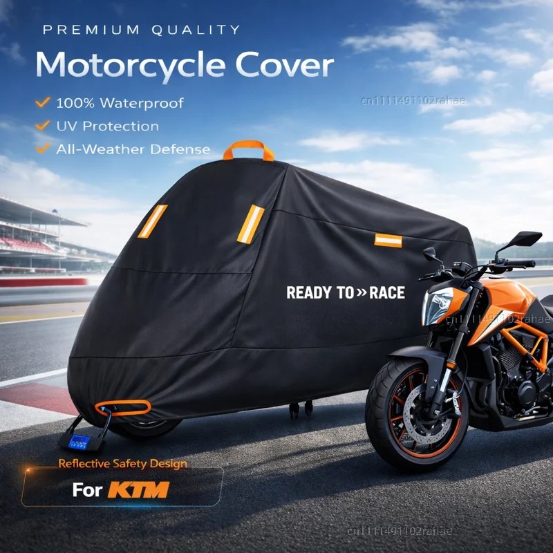 

For KTM 1290 1090 1190 Motorcycle Cover Waterproof Heavy Duty Polyester Tarpaulin UV Protective Outdoor Rain Dust Sun Protector