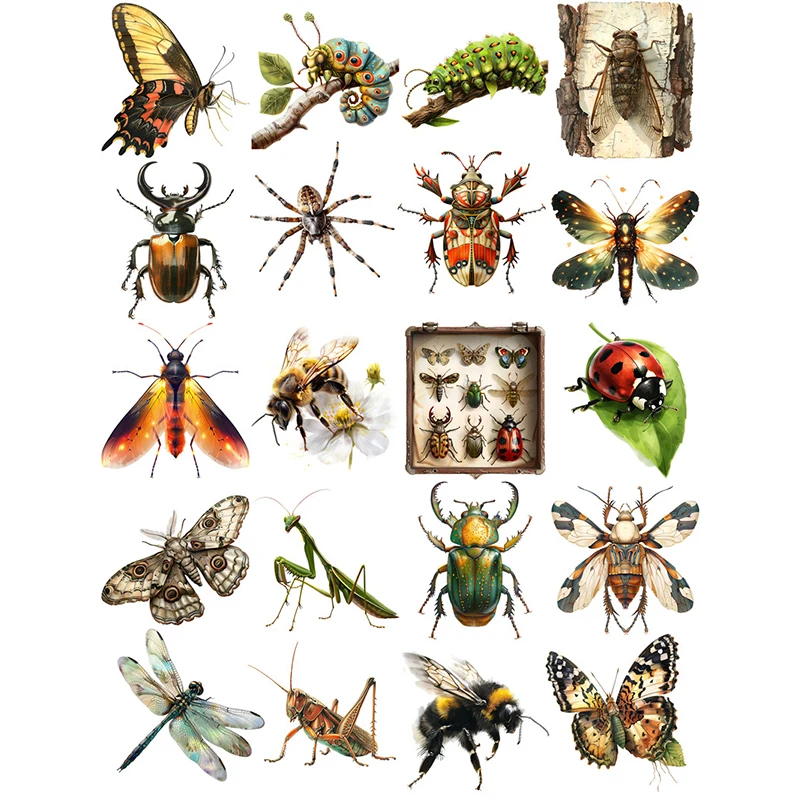 20Pcs/Pack Vintage Insects Sticker DIY Craft Scrapbooking Album Junk Journal Decorative Stickers