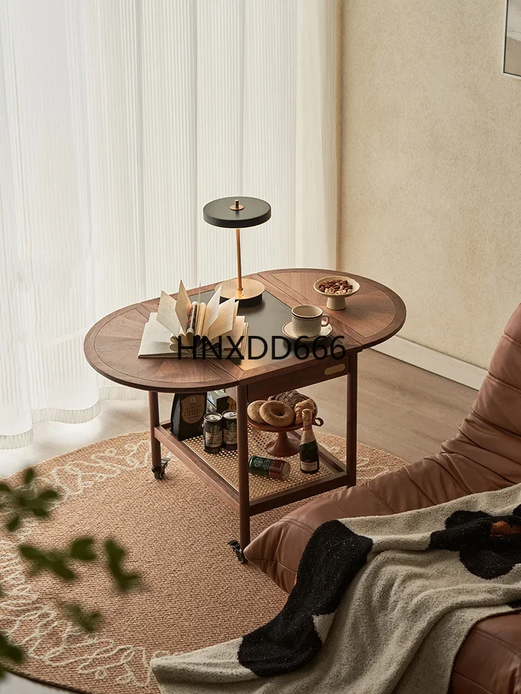 Folding coffee table removable sofa side few black walnut trolley