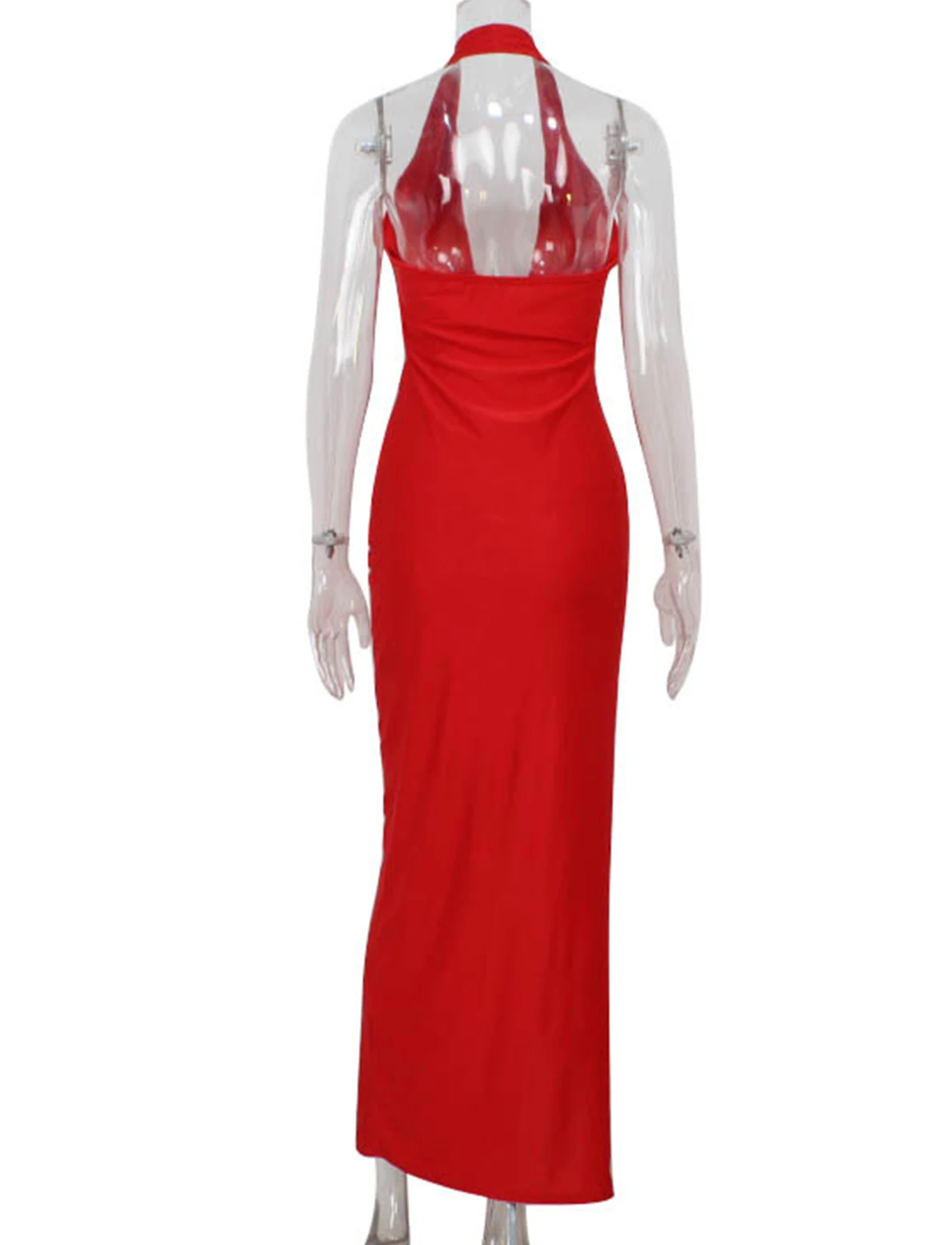 섹시한 백리스 레드 블랙 여름 드레스 여성 우아한 생일 파티 드레스 여성 럭셔리 프롬 이브닝 바디콘 롱 드레스 베스티도스