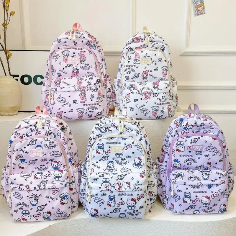 

Hello Kitty Sanrio Cartoon Fashion Backpack New Cute Large Capacity My Melody Studentbag Lightweight Versatile Casual Campus Bag