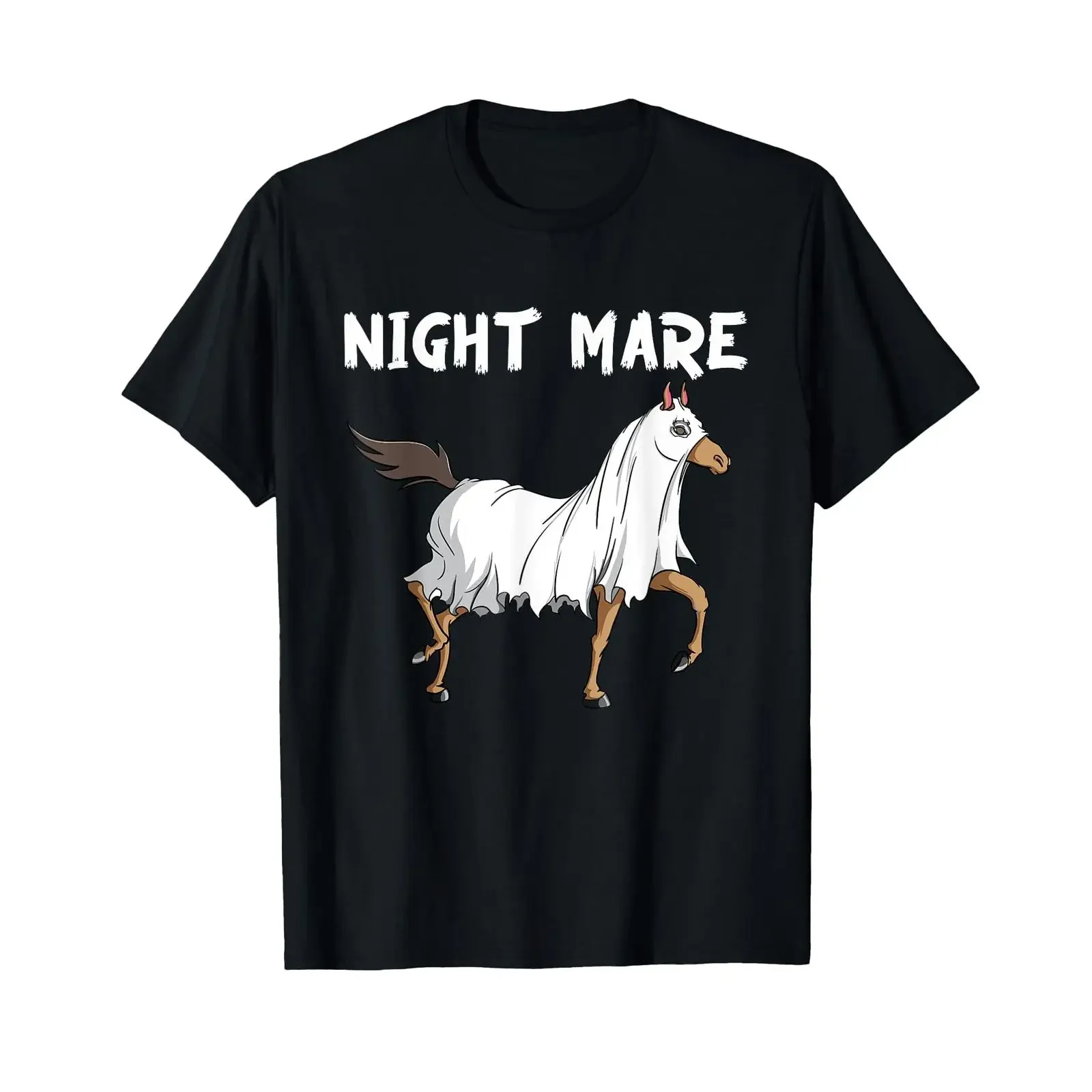 Horse Ghost Night Mare Equestrian Lover Halloween T Shirt vintage Washed designer clothes fashion graphic Breathable Versatile