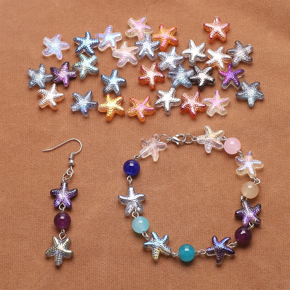 

20pcs Cute Mini Starfish Jewelry Accessories Mixed Shape Crystal Glass Snail Jewelry Accessories Necklace DIY Accessories