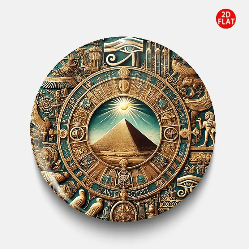 2D Flat, (2D FLAT) Ancient Egyptian Classic Fashion Brooch/pin/badge, Perfect for Pairing with Jeans, Clothes, Backpacks, and Ha