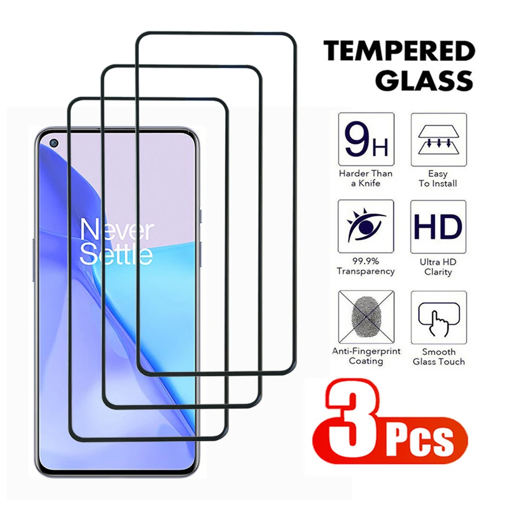 3Pcs Glass For Oneplus 7 8 9 10 Screen Protector For Oneplus Nord 7T 9R 9RT 10R 10T Full cover Transparent Tempered Glass Film