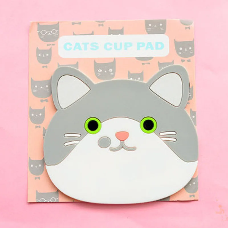 Cute Cartoon Cat  Animal Tea Mat Cup Holder Mat Coffee Drinks Drink Silicon Coaster Hot Drink Stand Kitchen Insulated Pad