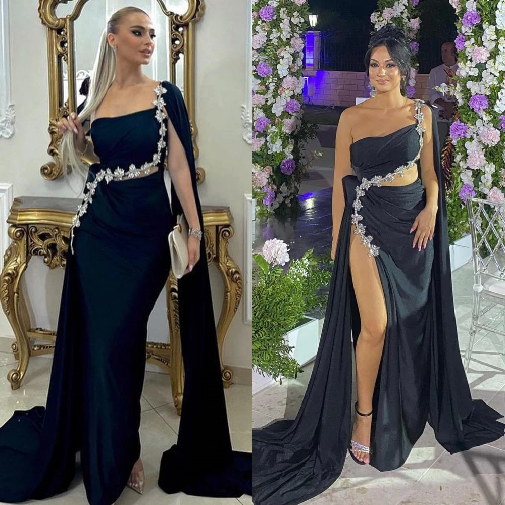 

Customized Sexy One-shoulder Mermaid Sweep/Brush Prom Dresses Rhinestone s Formal Occasion Gown бальное платье женское فساتين سه