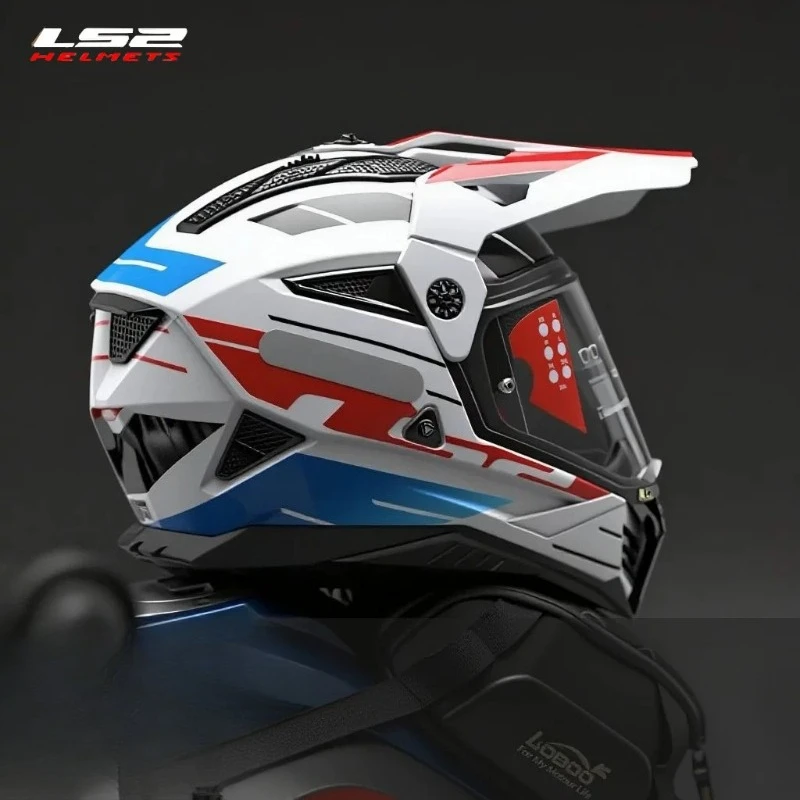 LS2 Original MX702 Motorcycle Helmet Double Lens 3C ECE Certified Full Face With Free Anti Fog Sticker Casco Moto Off Road Men